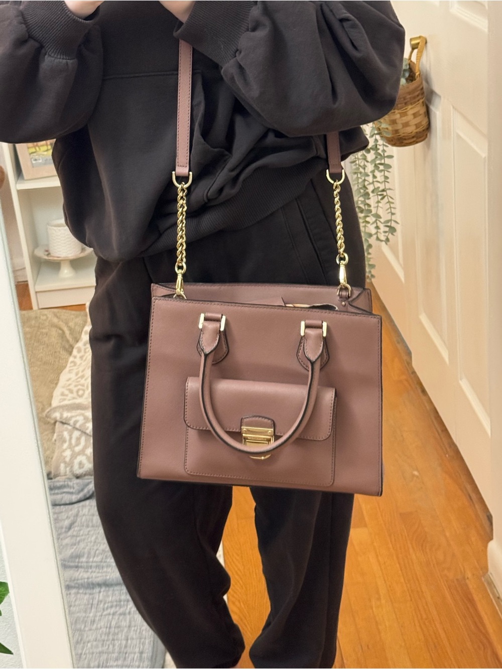 MICHAEL Michael Kors Bridgette Medium Tote in Dusty Rose with Gold Hardware